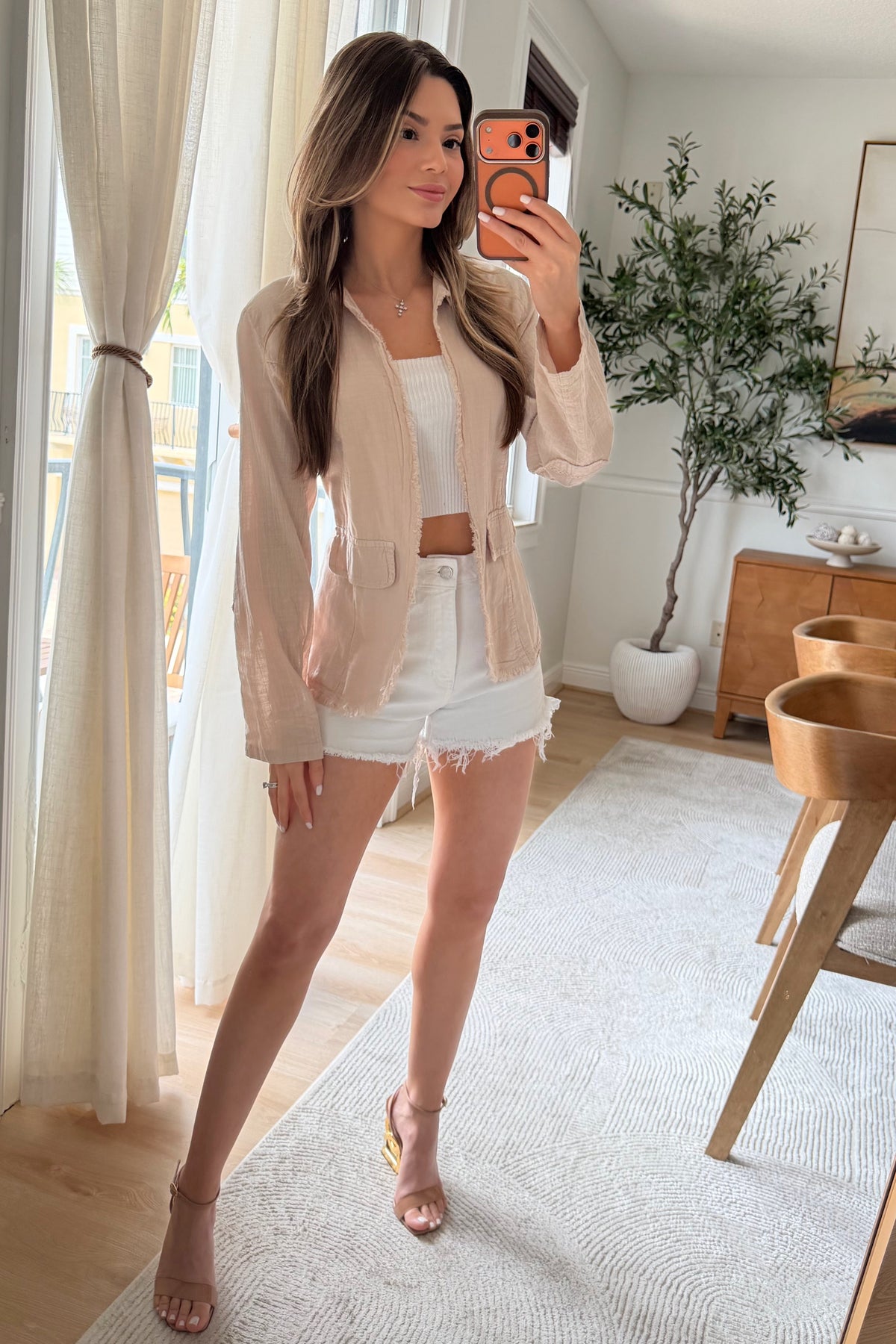 Eliza Frayed Light blazer - Beige (Final Restock)