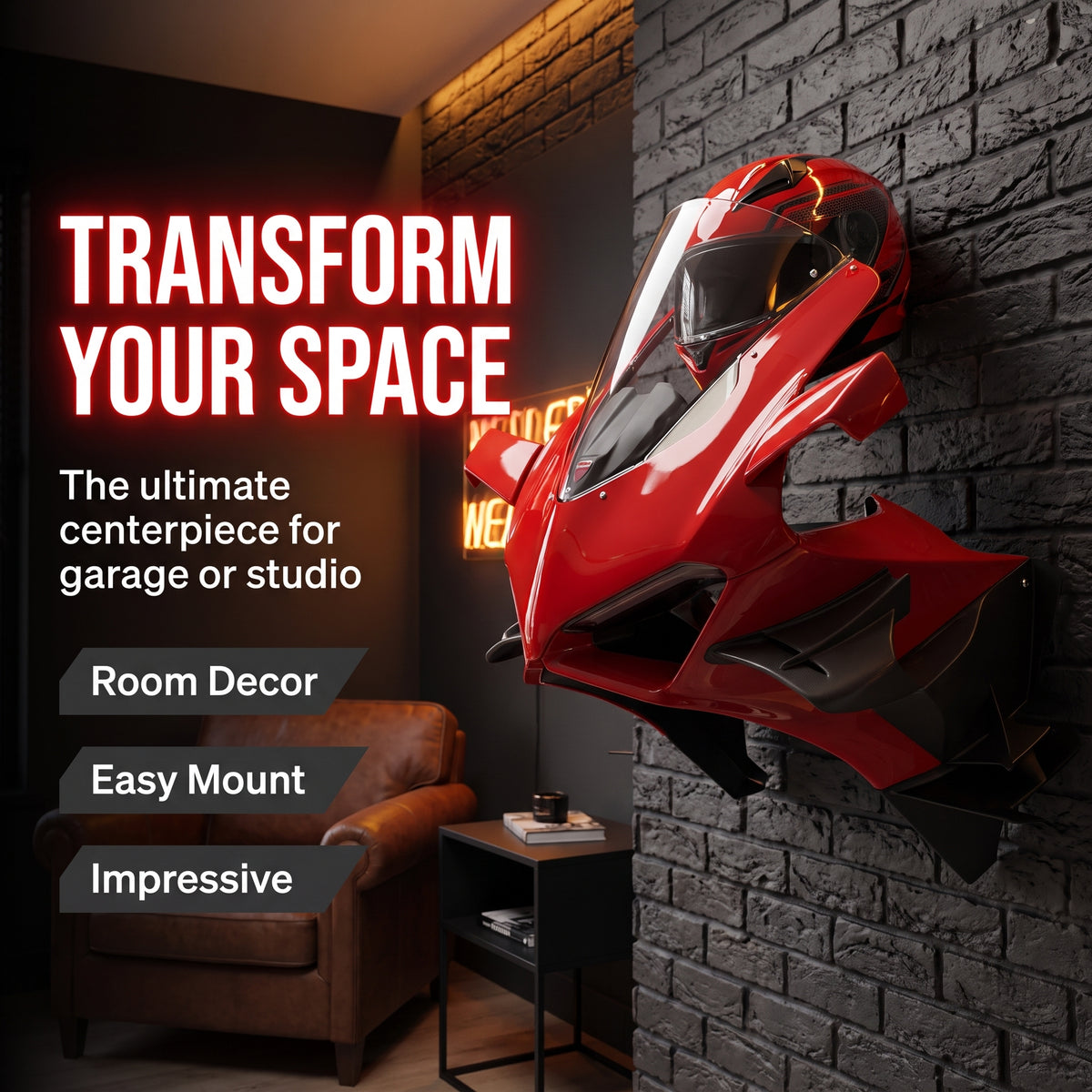 3D Illuminated Motorcycle Wall Display