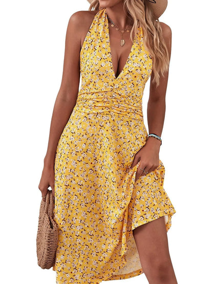 Printed Halter Neck Dress