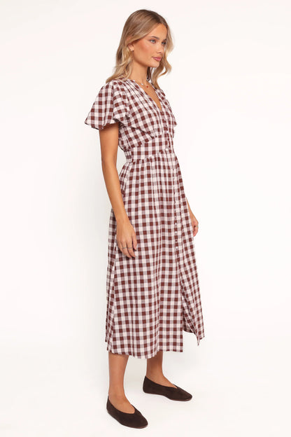 Robinson Maxi Dress - Brown Gingham