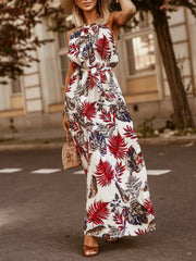 Tropical Floral Halter Neck Summer Dress
