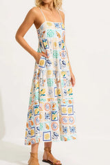 Summer Floral Print Tiered Maxi Cami Dress