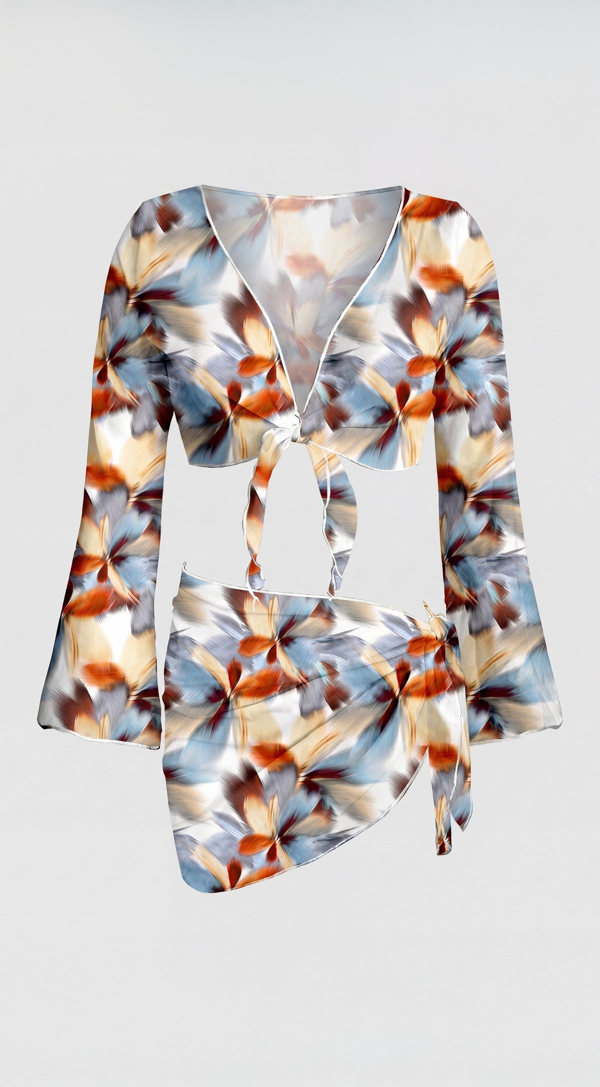 Solenya Floral Print Bikini Cover-Up Set - Blue Multi