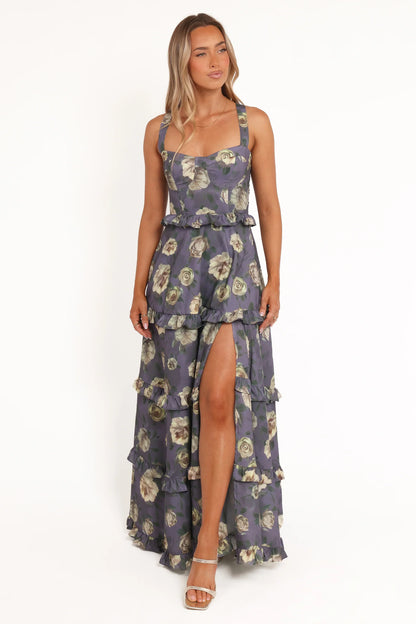 Lillee Tiered Maxi Dress - Lavender Floral