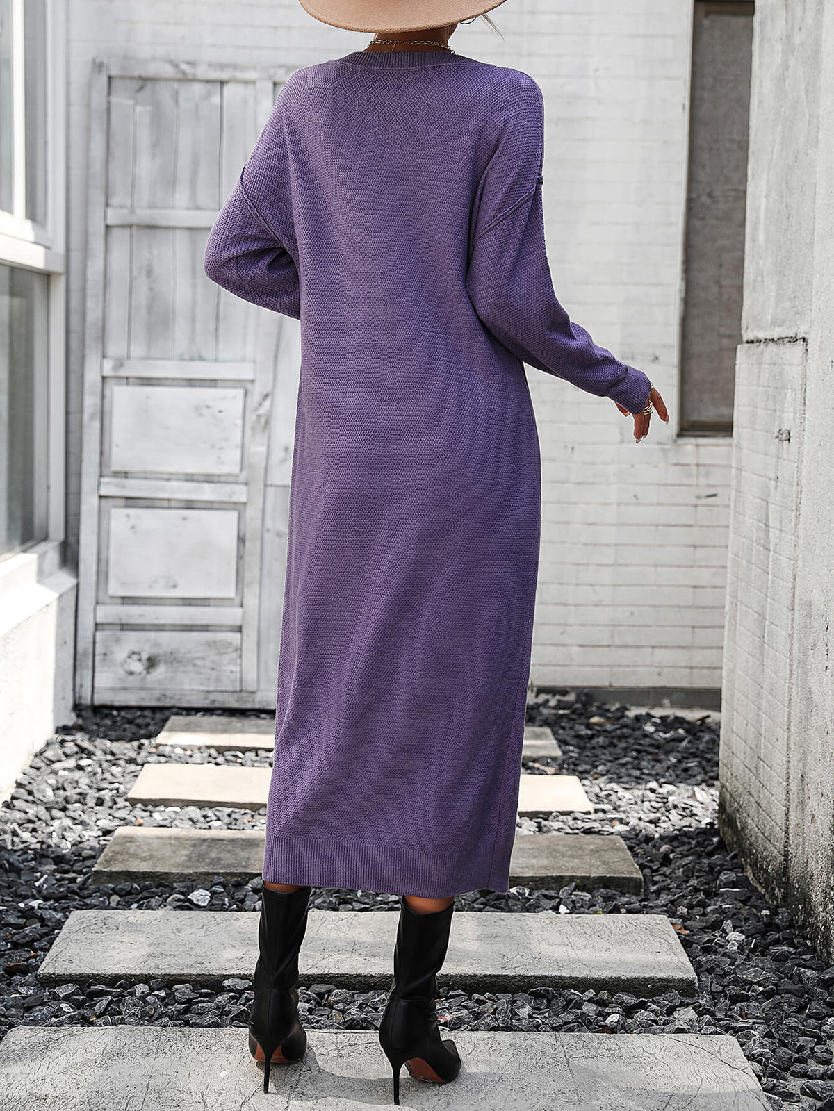 Massey Knit Midi Sweater Dress - Mauve