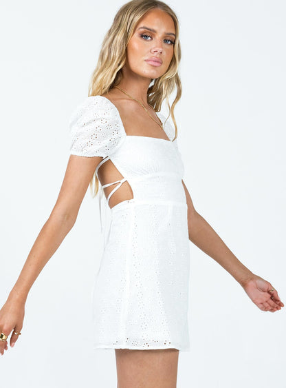 Havena Anglaise Mini Dress White