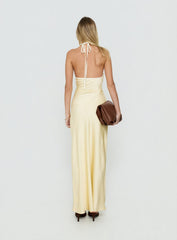 Esmia Halter Maxi Dress Lemon / White