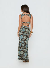 Undeniable Cut Out Maxi Dress Brown Floral Multi