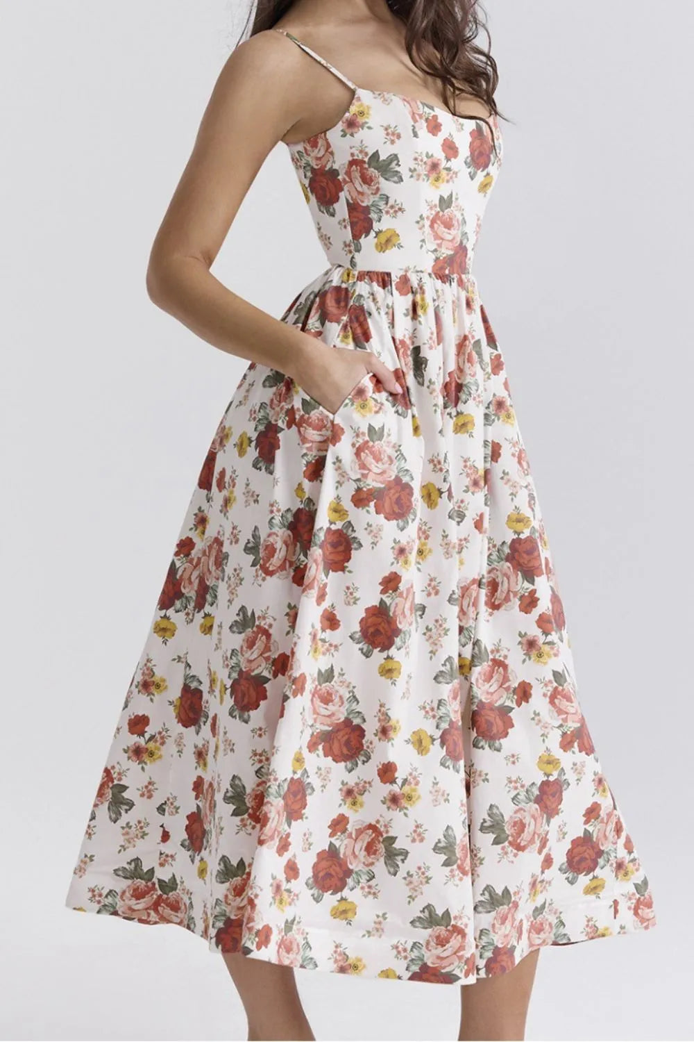 Floral Print Spaghetti Strap Midi Dress