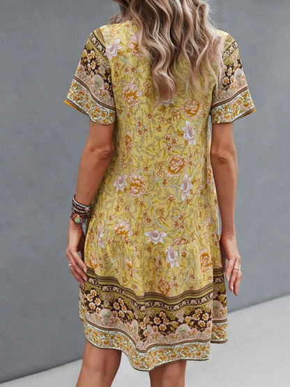 Floral Print V-Neck Summer Dress