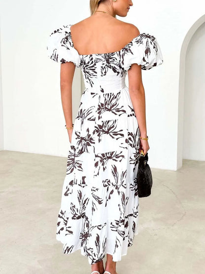 Off-Shoulder Floral Tiered Dress with Ruffle Details