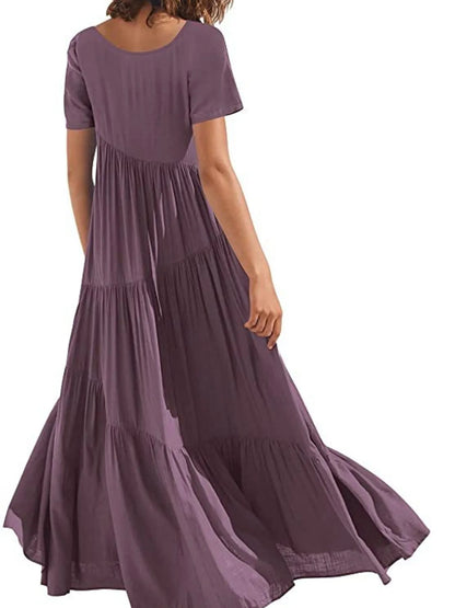 Round Neck Tiered Ruffle Maxi Dress
