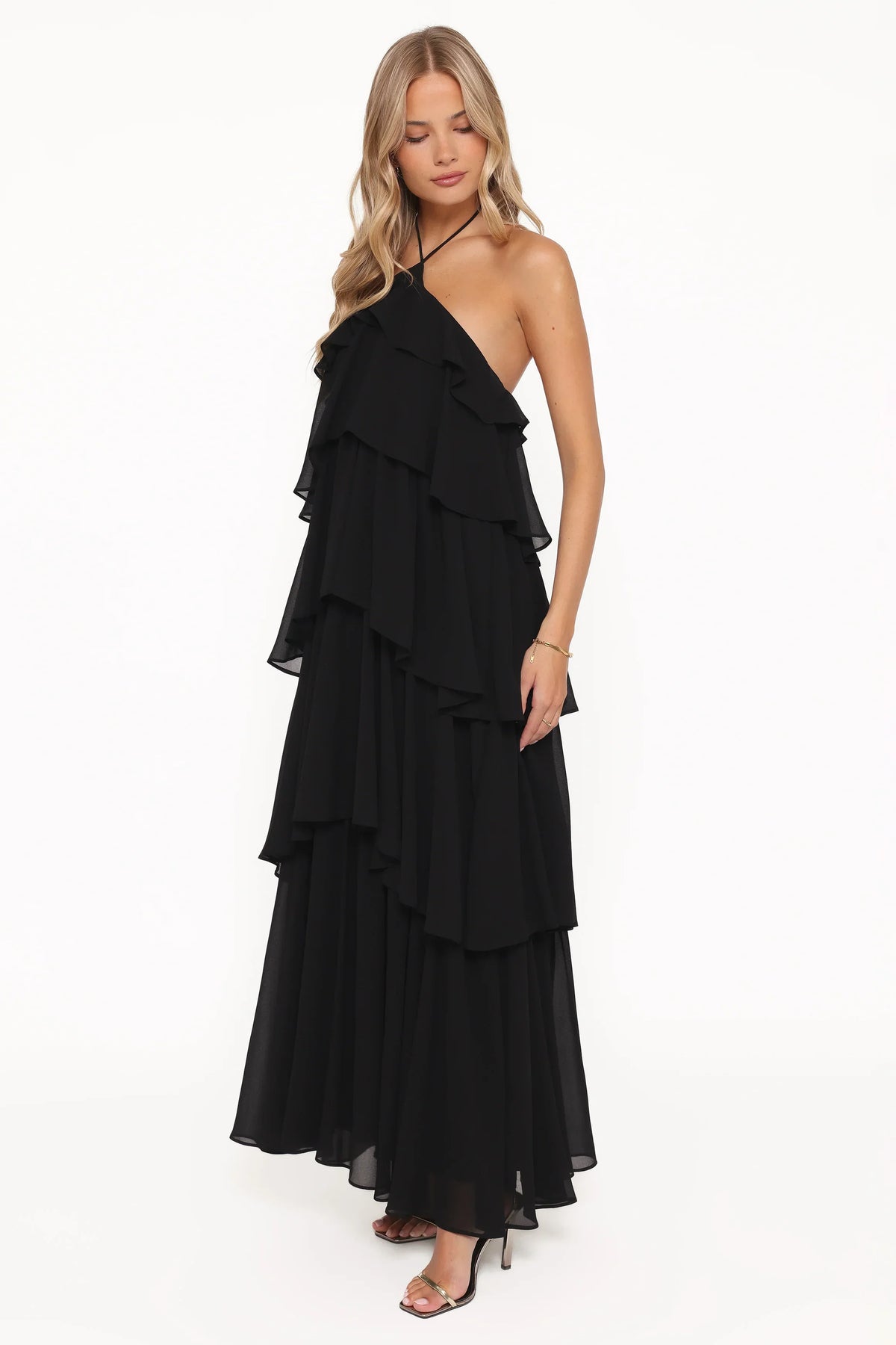 Chasity Halterneck Maxi Dress - Black
