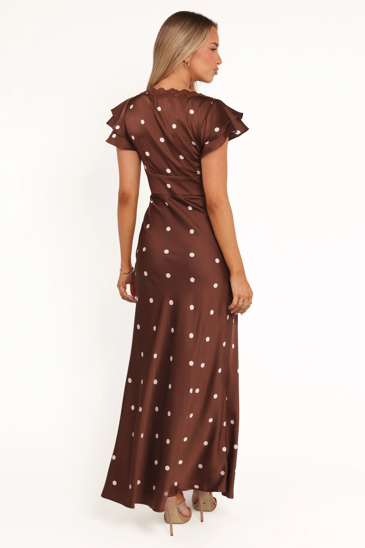 Arella Maxi Dress - Brown Polka Dot