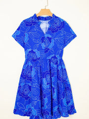 Ruffled Hem Short Sleeve Flowy Mini Dress