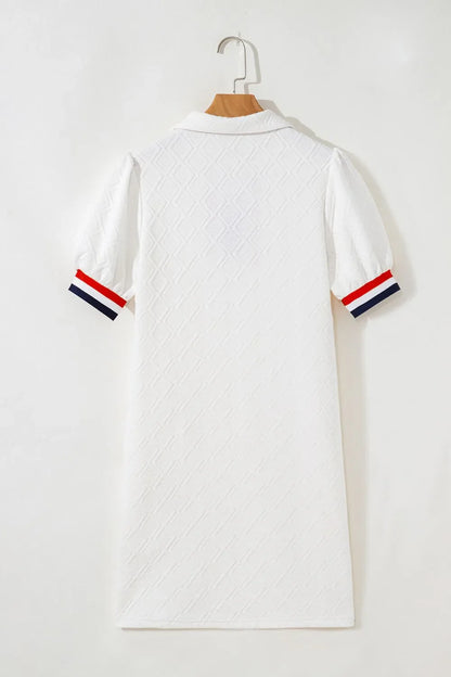 Patriotic American Flag Print Dress with Striped Collar