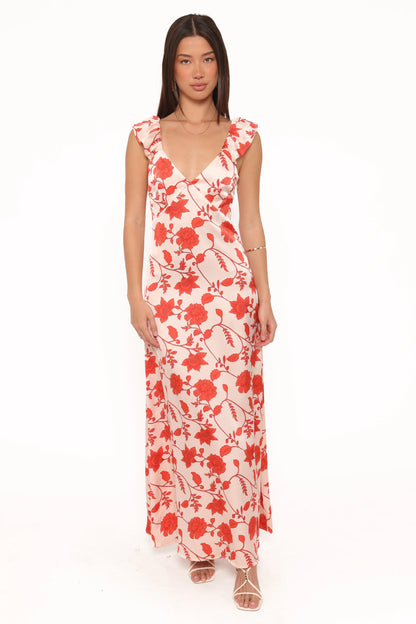 Enala Maxi Dress - Red Floral