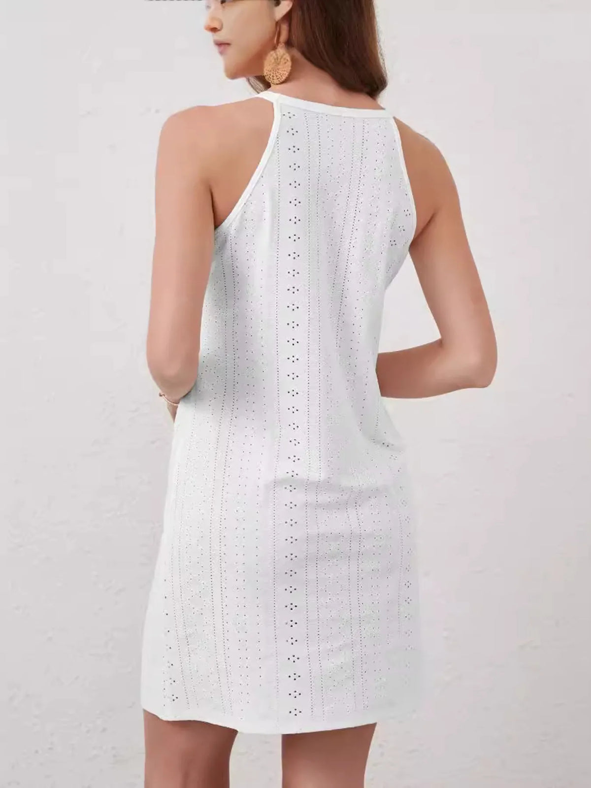Eyelet Flower Sleeveless Mini Dress