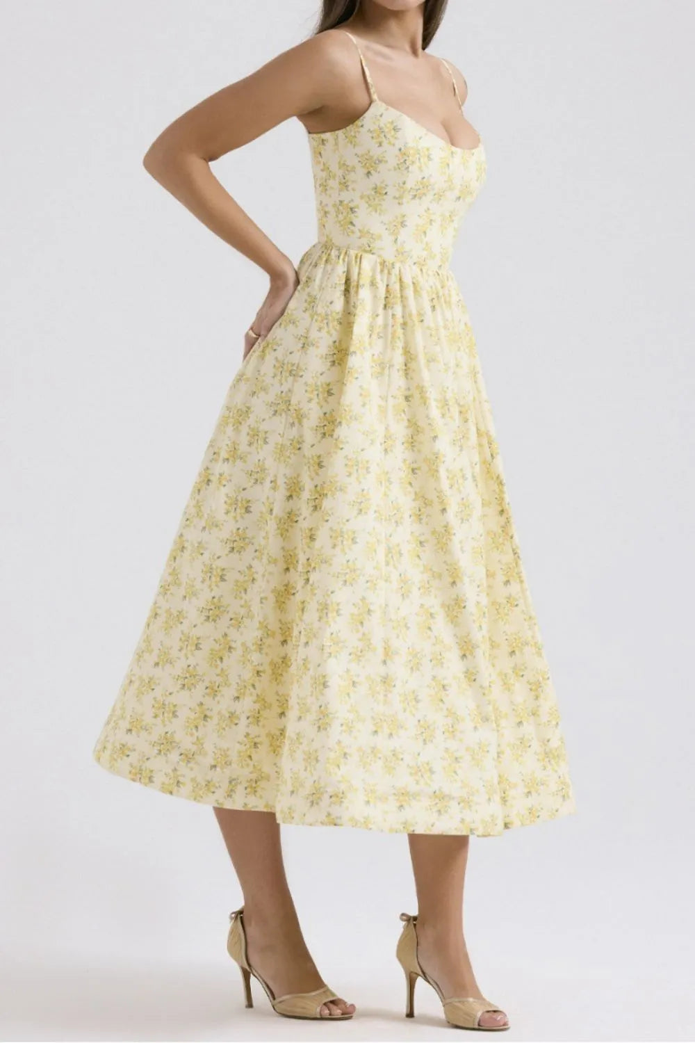 Floral Print Spaghetti Strap Midi Dress