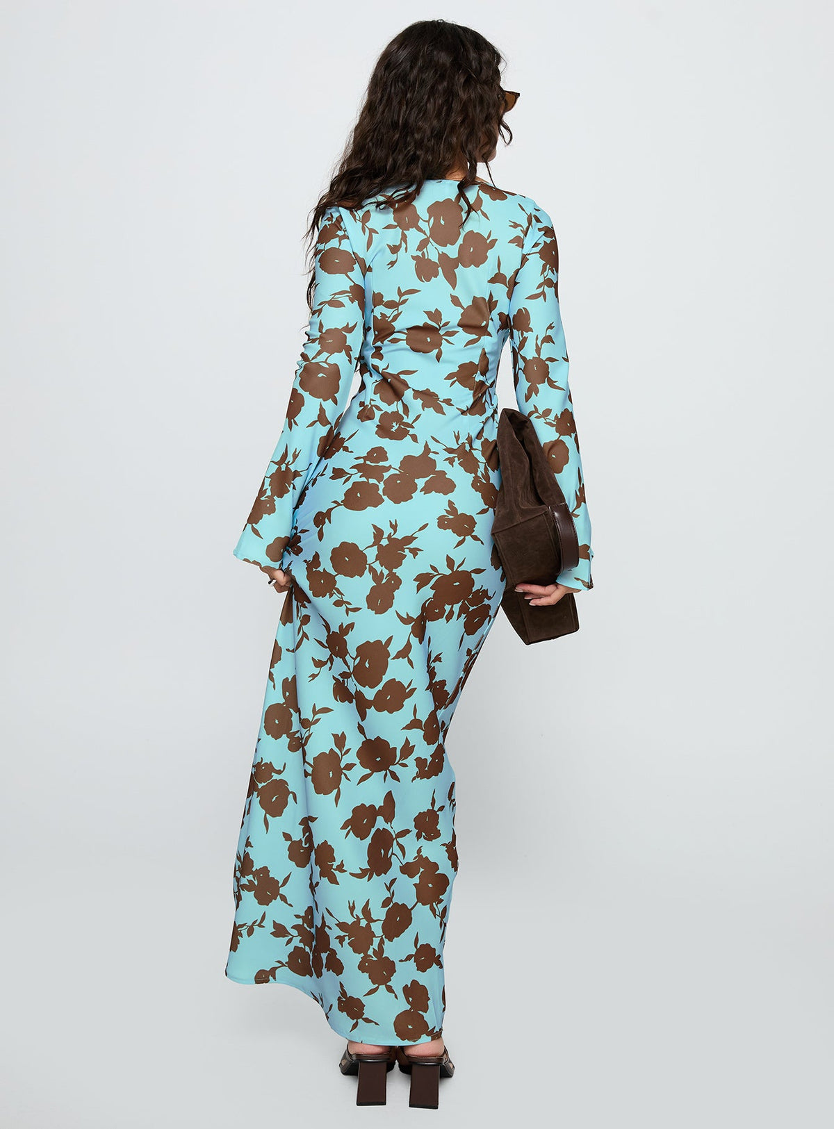 Elorie Long Sleeve Maxi Dress Blue / Brown