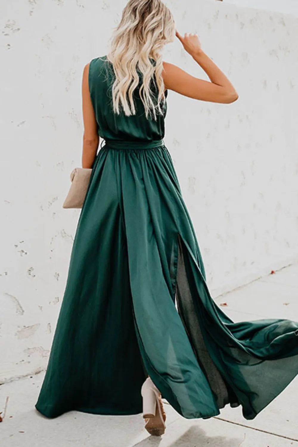 Surplice Tie Waist Maxi Dress