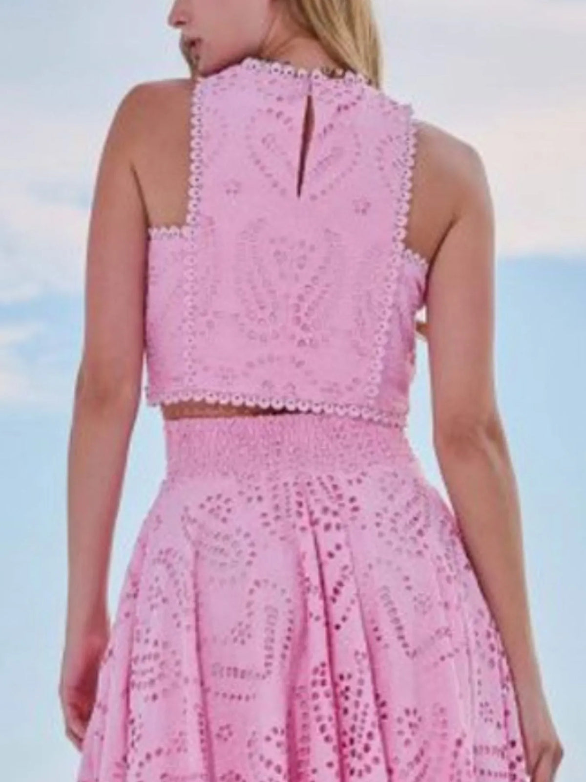 Eyelet Lace Top and Maxi Skirt Set