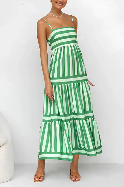 Striped Tiered Maxi Cami Dress