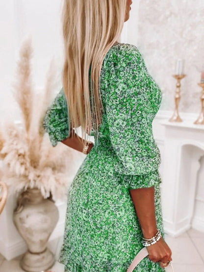 Full Size Ruffled Hem Floral Dress Plus Size