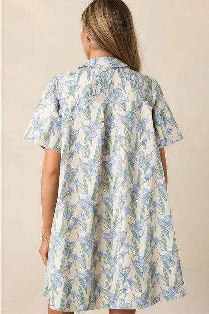 Floral Print Button-Up Shirt Dress