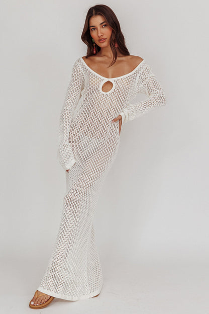 Hold My Heart Knit Maxi Dress Off White