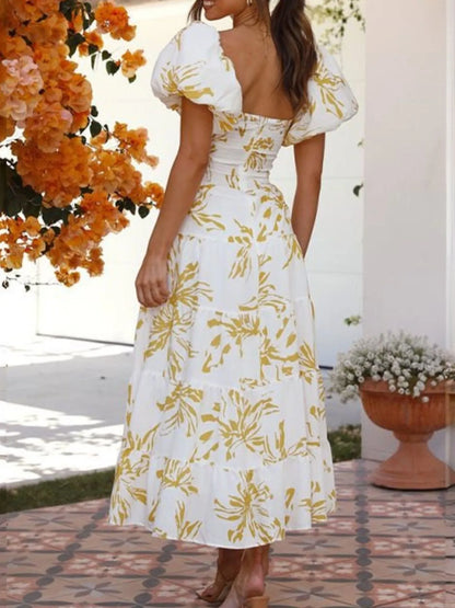 Off-Shoulder Floral Tiered Dress with Ruffle Details