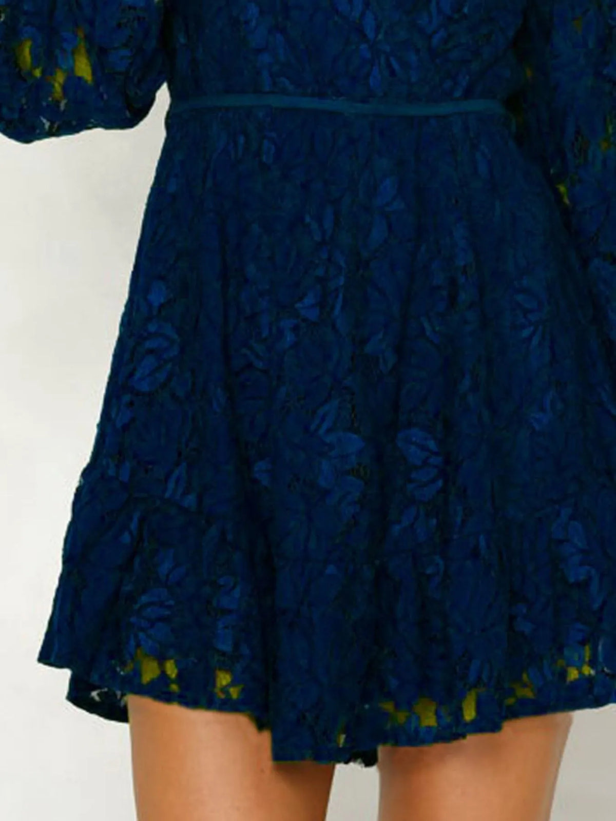 Lace V-Neck Long Sleeve Mini Dress