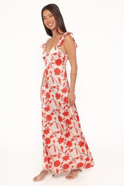 Enala Maxi Dress - Red Floral