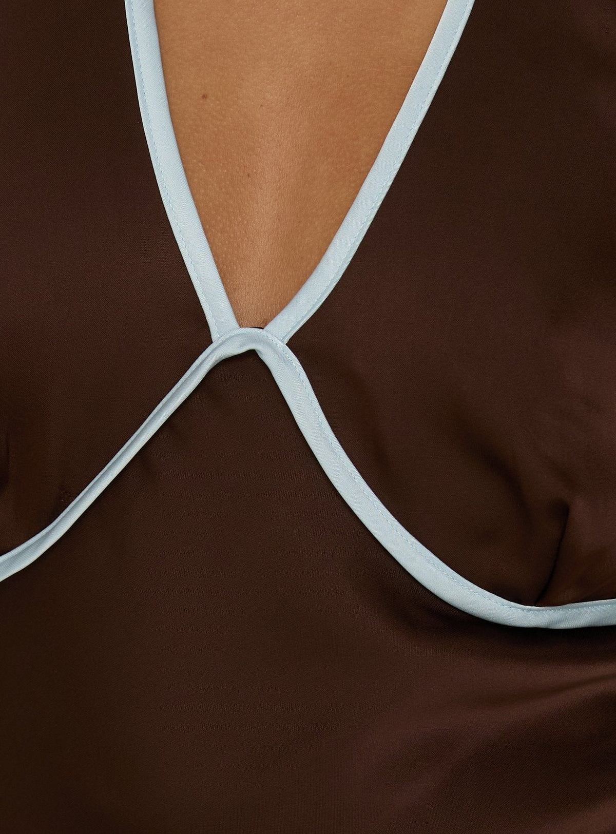 Jacyntha Halter Mini Dress Chocolate / Blue