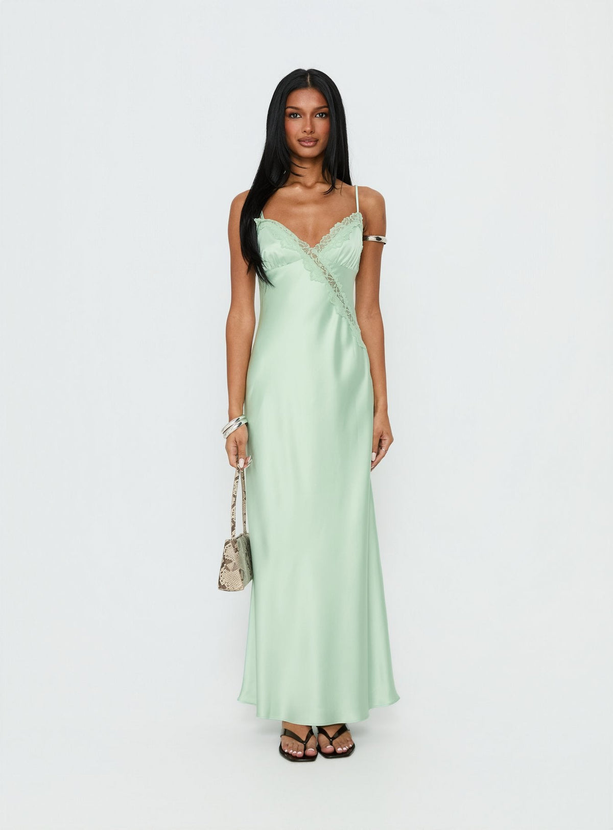 Madelene Lace V Neck Maxi Dress Jelly Mint