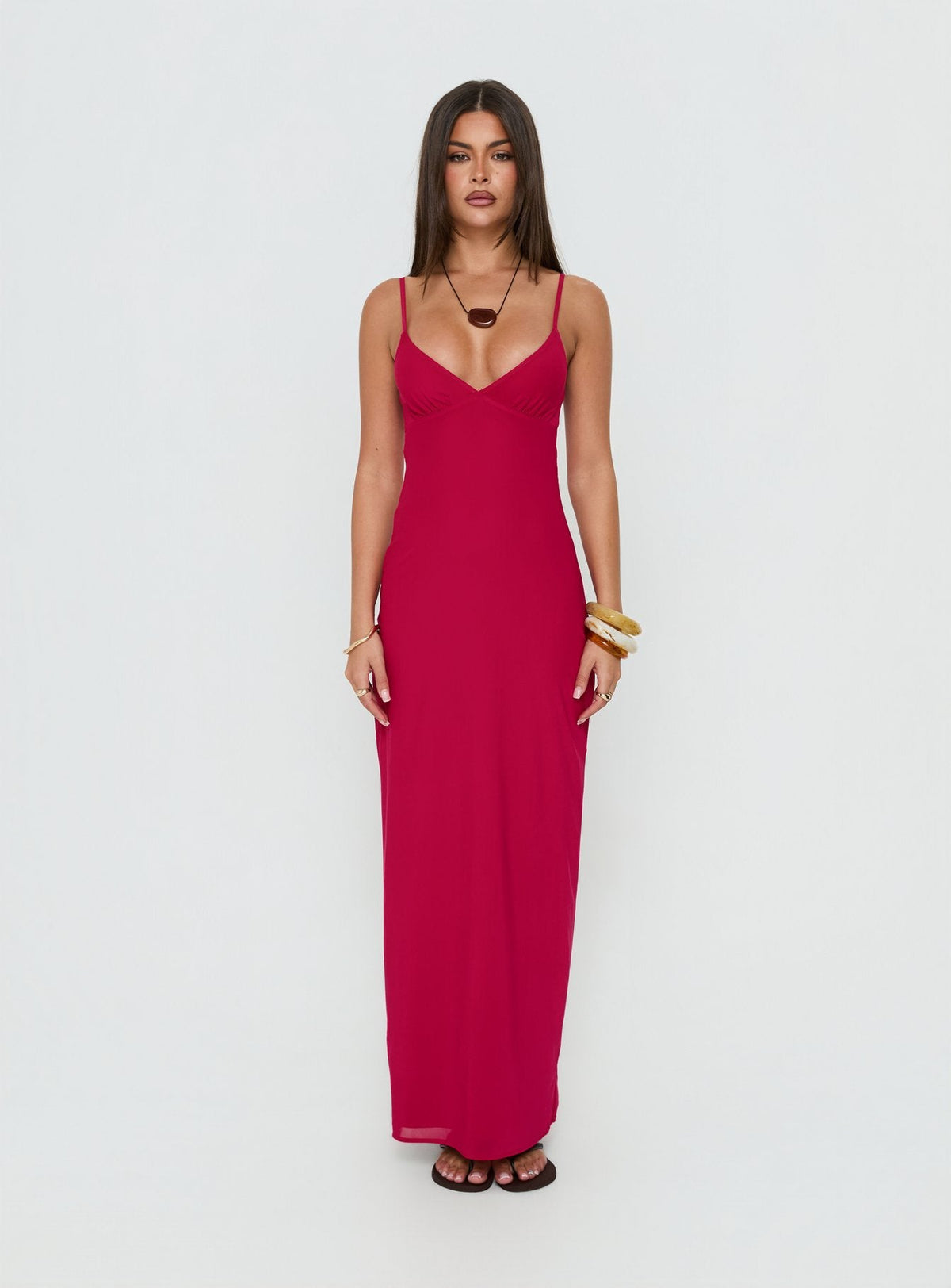 Glass Half Full Mesh Maxi Dress Electric Fuschia