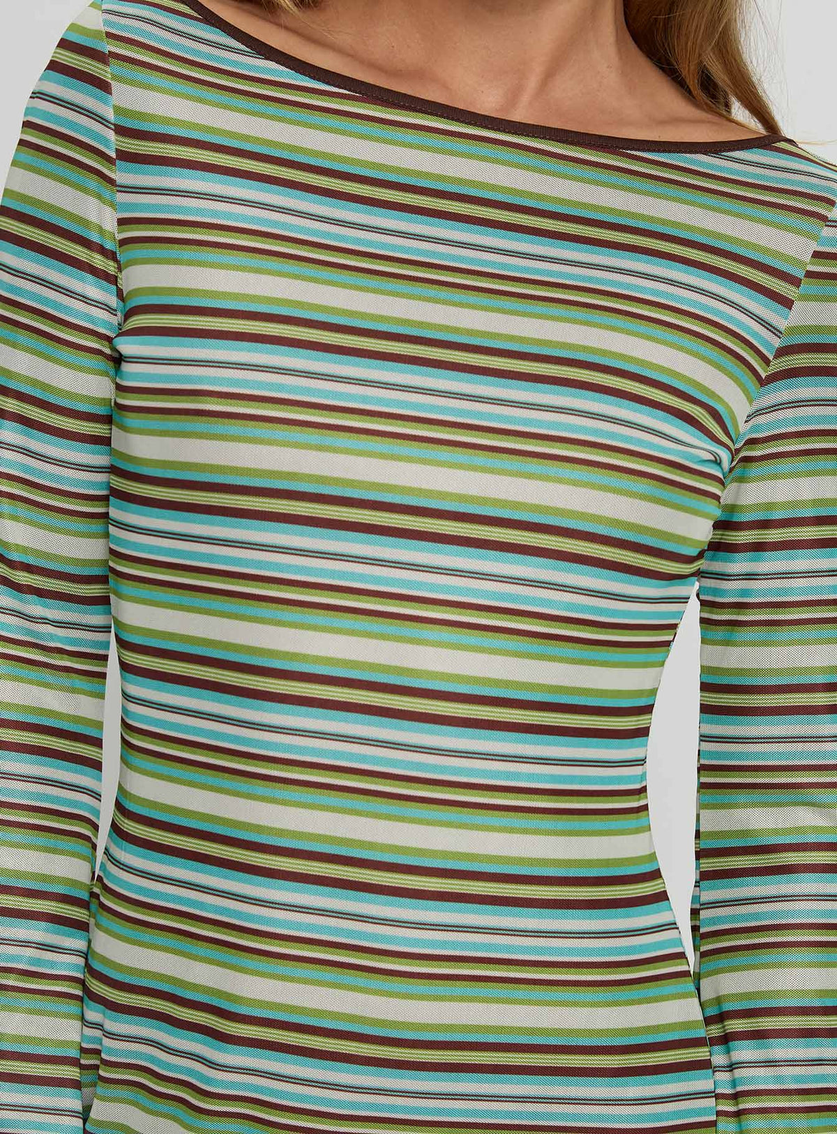 Lukea Long Sleeve Mini Dress Green Stripe