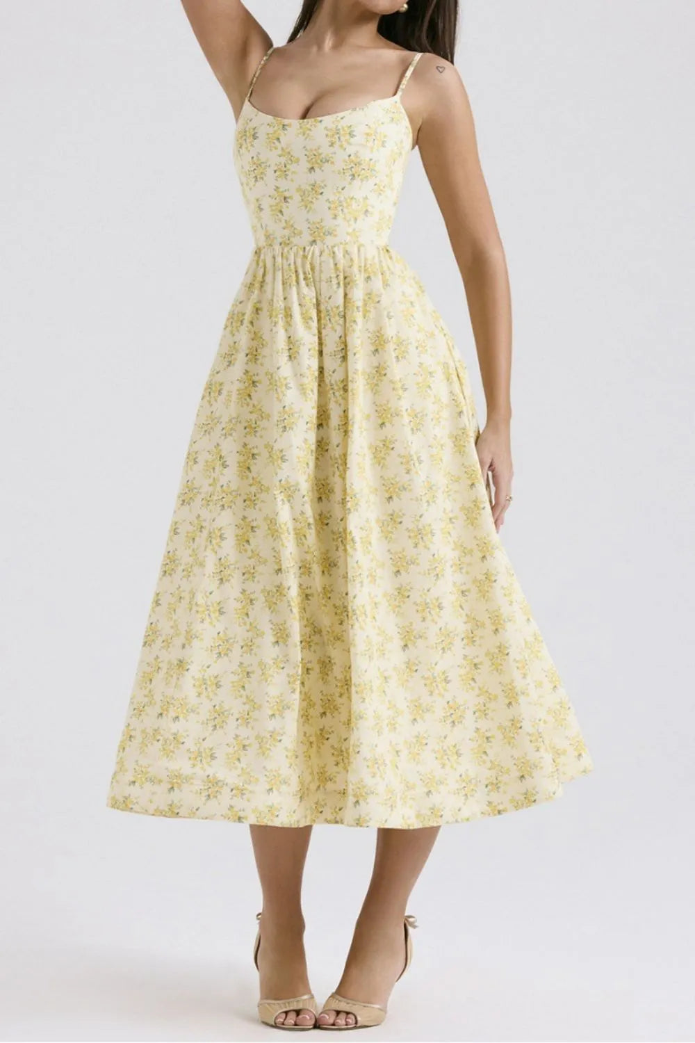Floral Print Spaghetti Strap Midi Dress