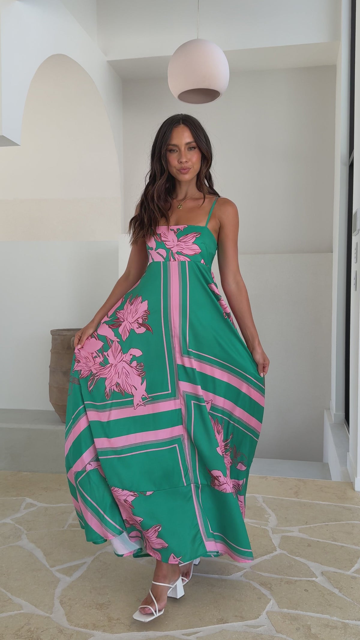 Kaethe Maxi Dress - Green/Pink Floral