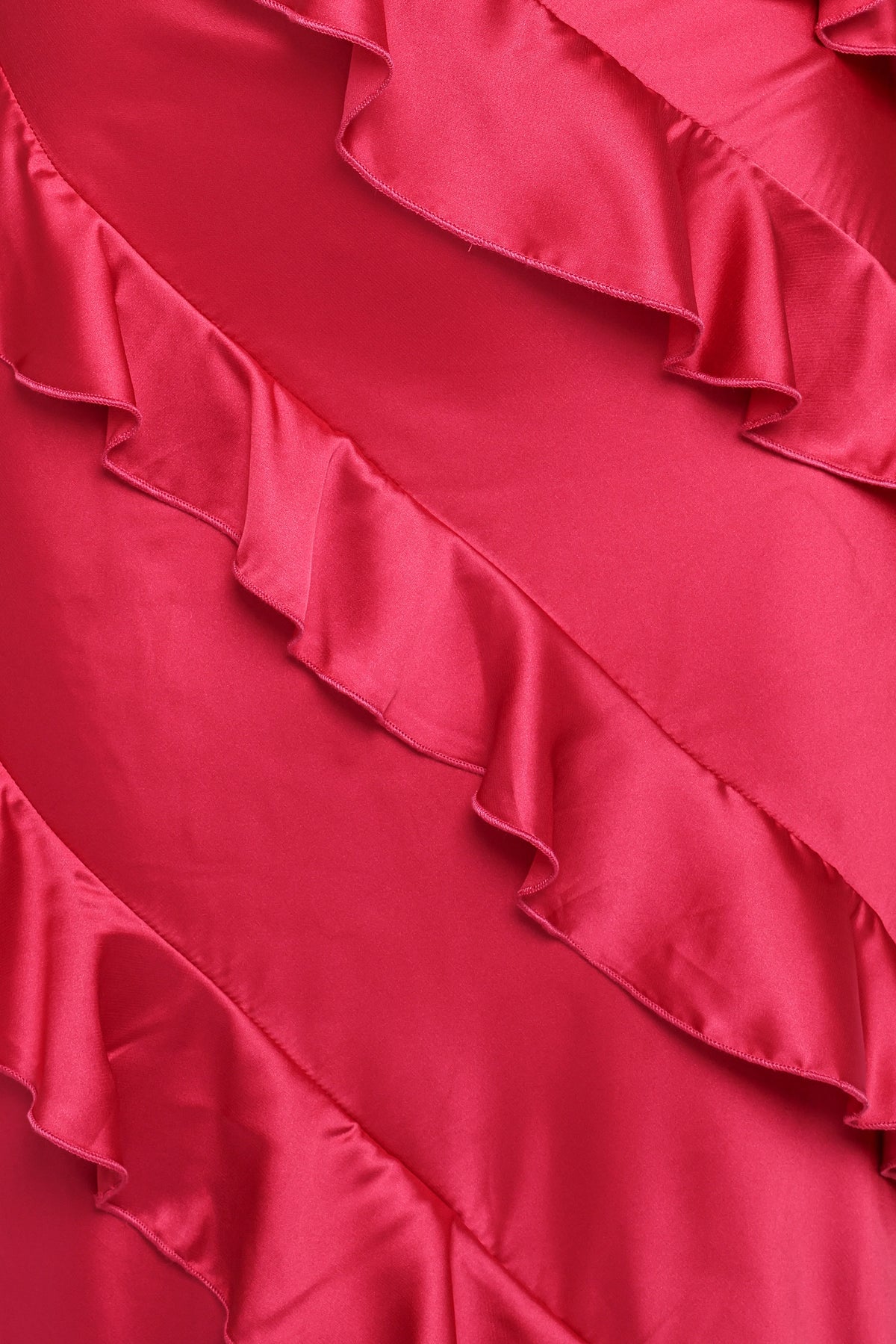 Ciao Ruffles Maxi Satin Dress - Fuchsia