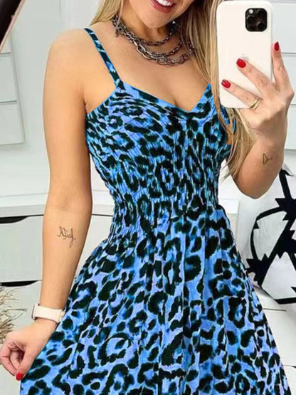 Full Size Leopard Print Spaghetti Strap Maxi Dress Plus Size