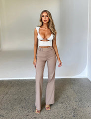 KITTIE HIGH RISE PANT - BEIGE : TAN