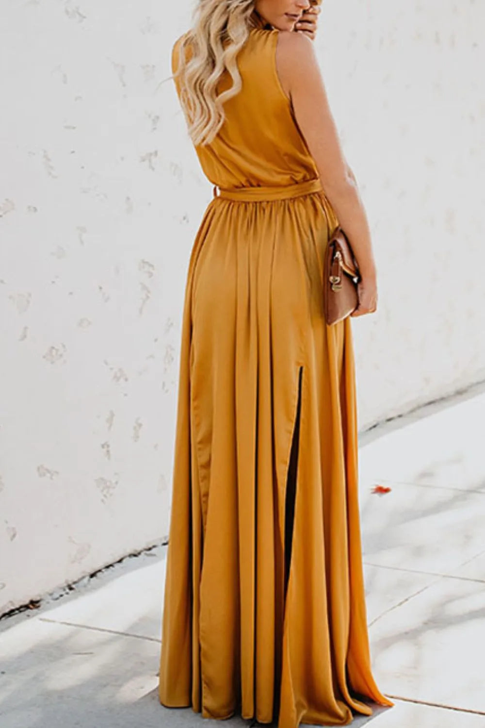 Surplice Tie Waist Maxi Dress
