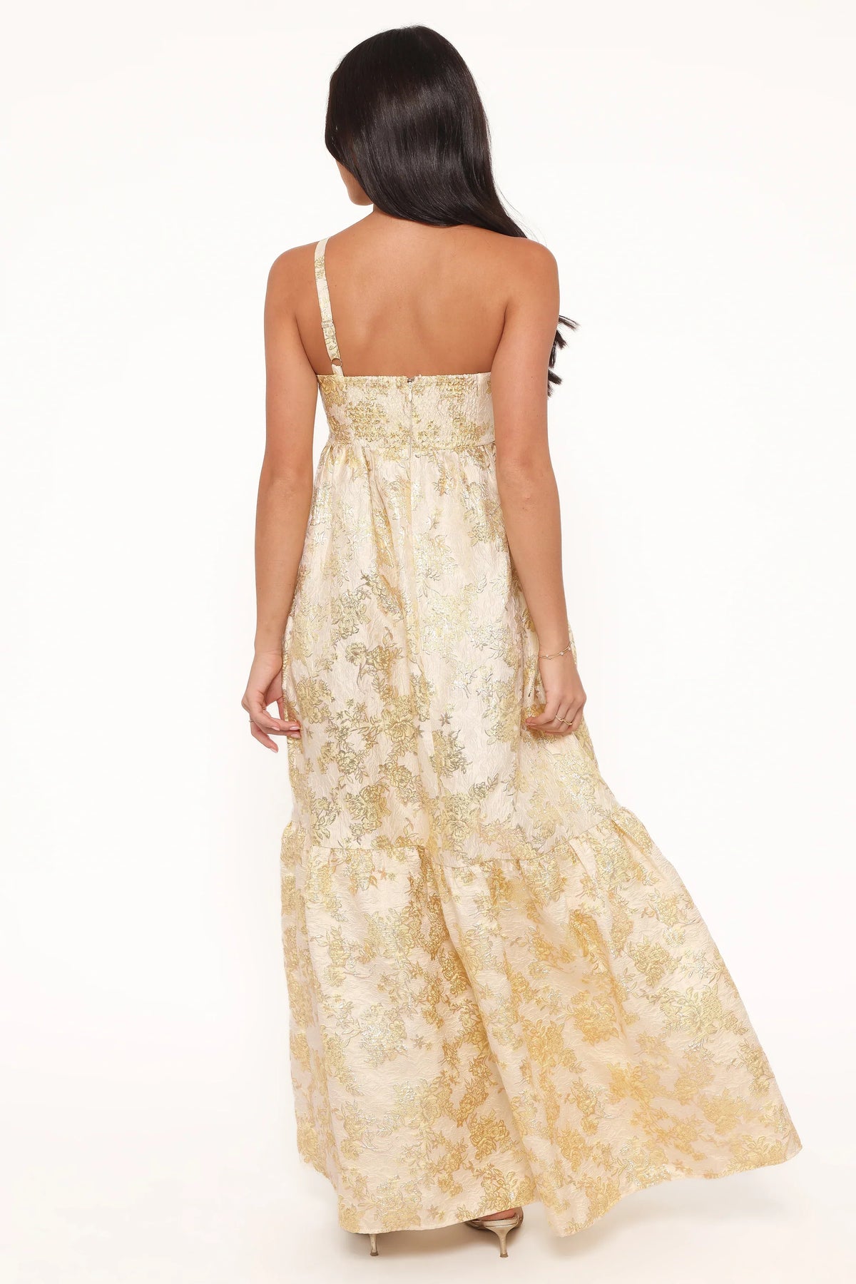 Betina Bow Front Maxi Dress - Yellow Brocade