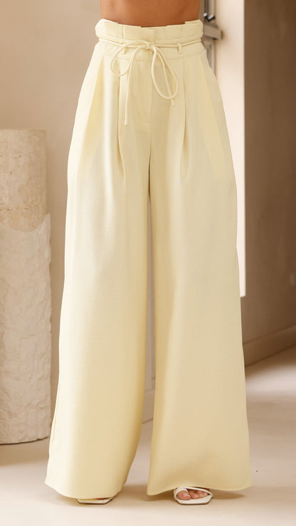 Melinda High Waist Pants - Soft Yellow