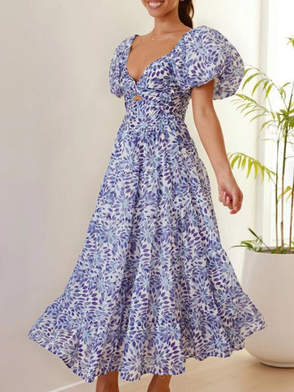 Off-Shoulder Floral Tiered Dress with Ruffle Details