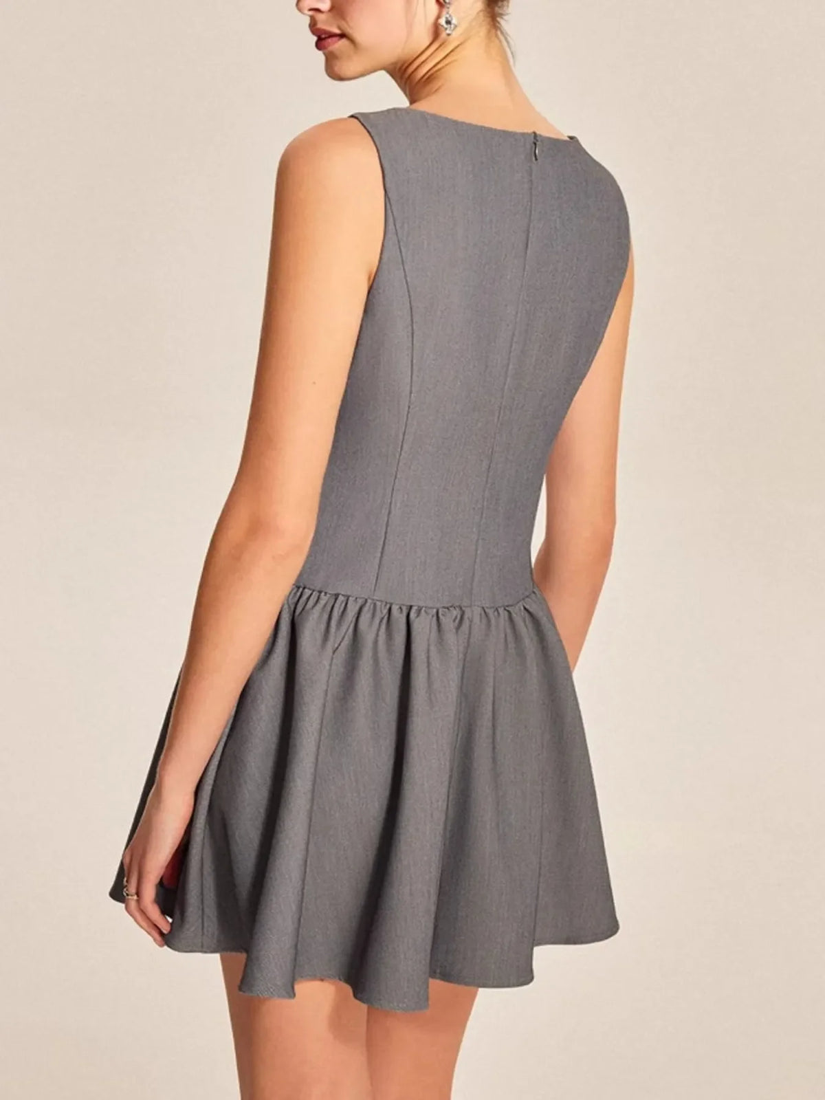 Round Neck Sleeveless Ruffled Mini Dress