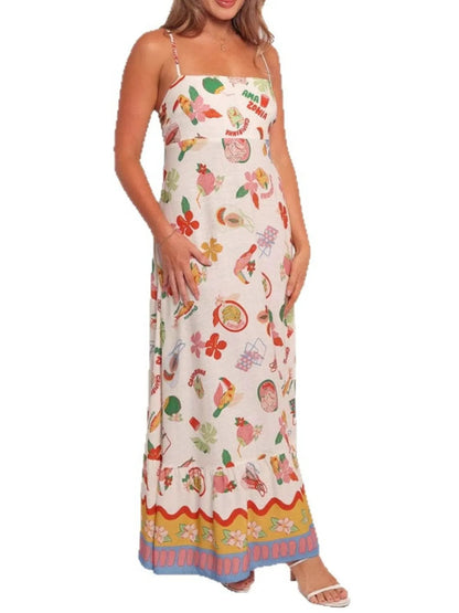 Printed Square Neck Maxi Cami Dress