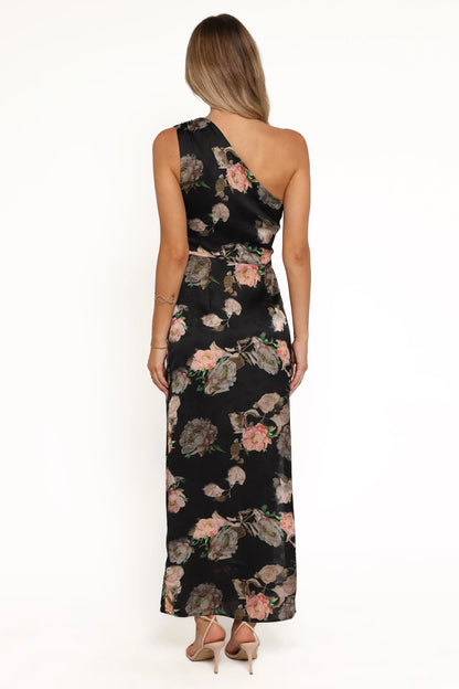 Nadia One Shoulder Maxi Dress - Blurred Floral