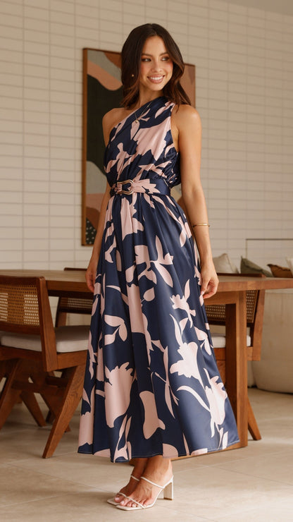 Hadas Maxi Dress - Navy/Pink Print